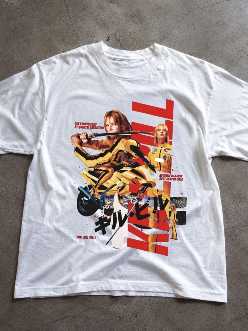 Gildan White 'Kill Bill' Graphic Tee - Movie Poster Design